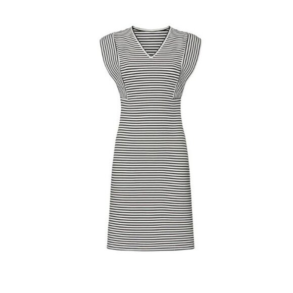 DEREK LAM Collective Dress Italian Size 42 (Medium/6) Stripe Stretch Knit Sheath - Picture 4 of 8